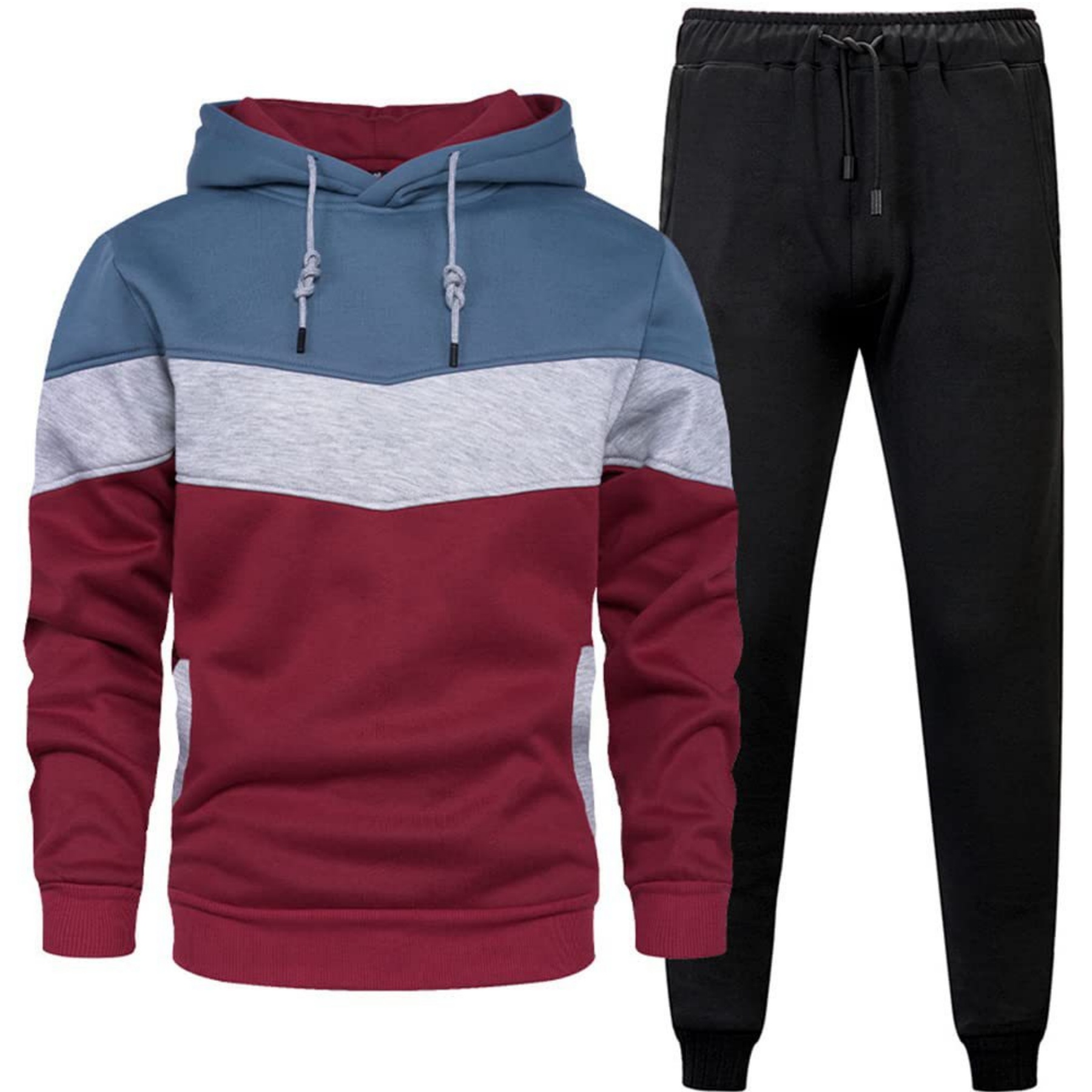 Custom Contrast 3D Printed Hooded Men Jogger Set Sweat Suit 4
