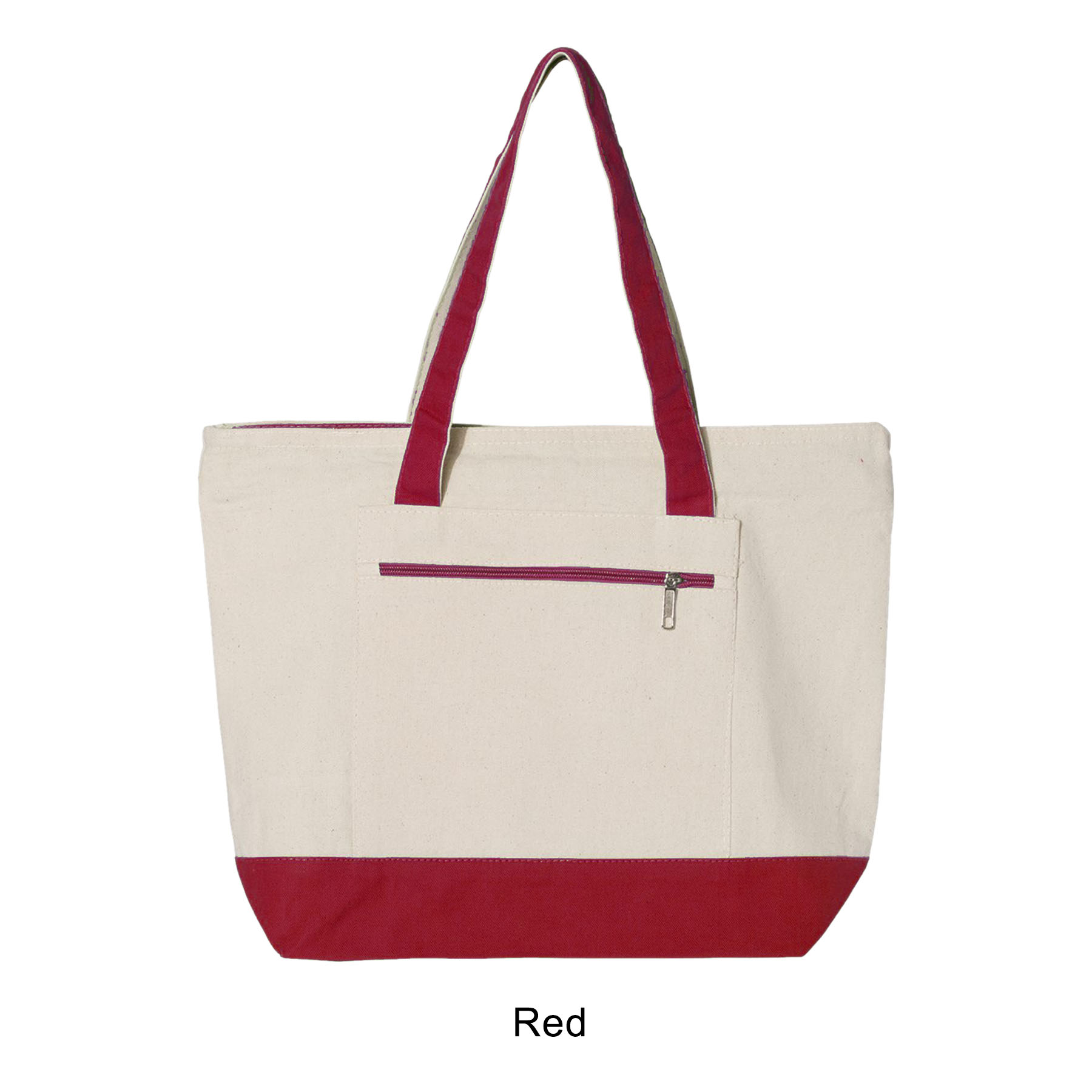 12 oz. Heavy Cotton Canvas Two Tone Zippered Tote Bag-Low MOQ 30 & 9 Colors 13