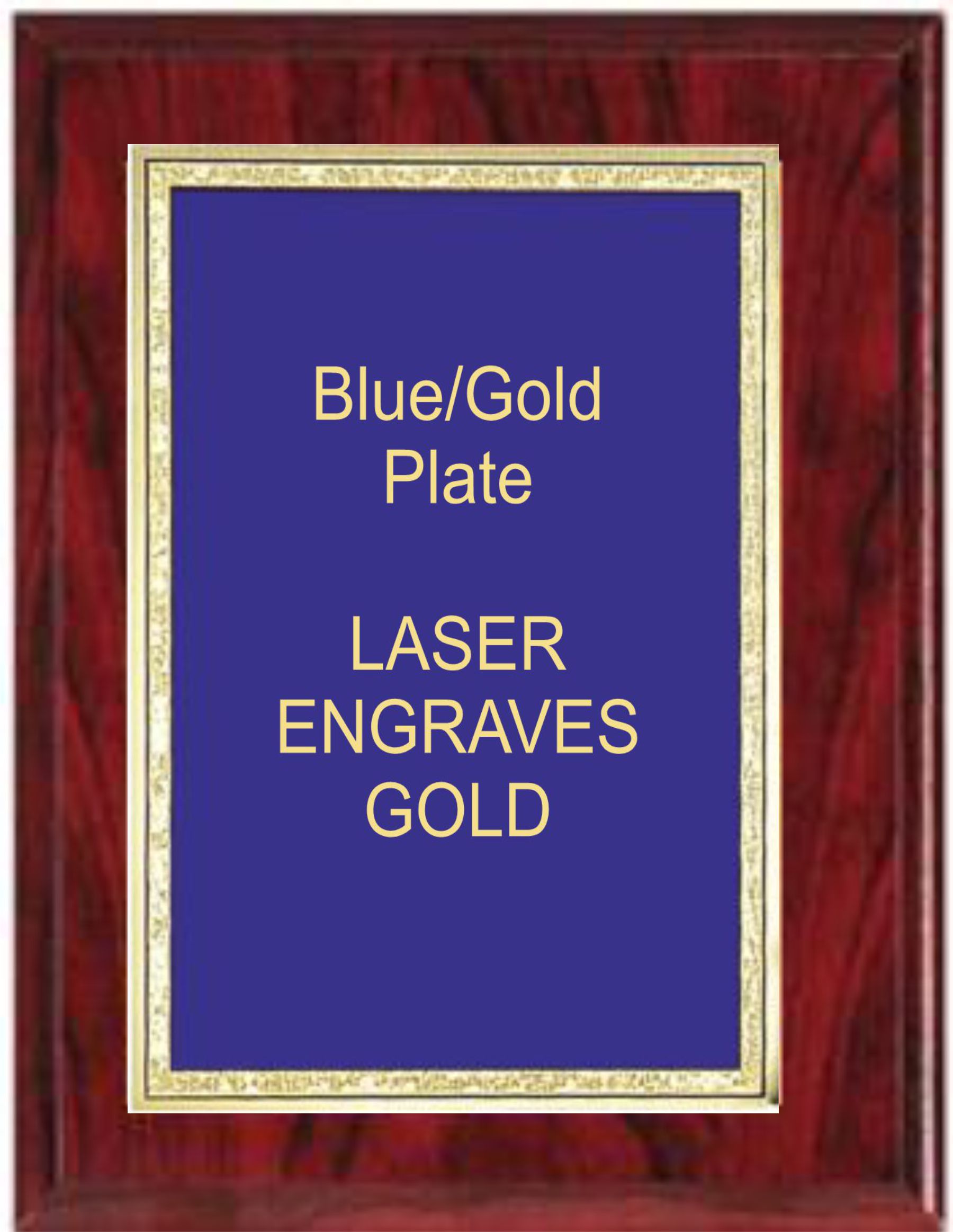 5" x 7" Red Woodgrain Plaque with a Blue Florentine Plate 2