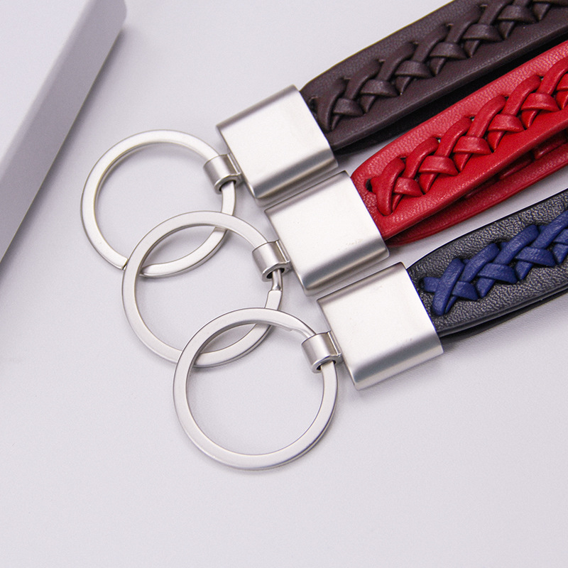 Hand Knit Leather String Keychain 3
