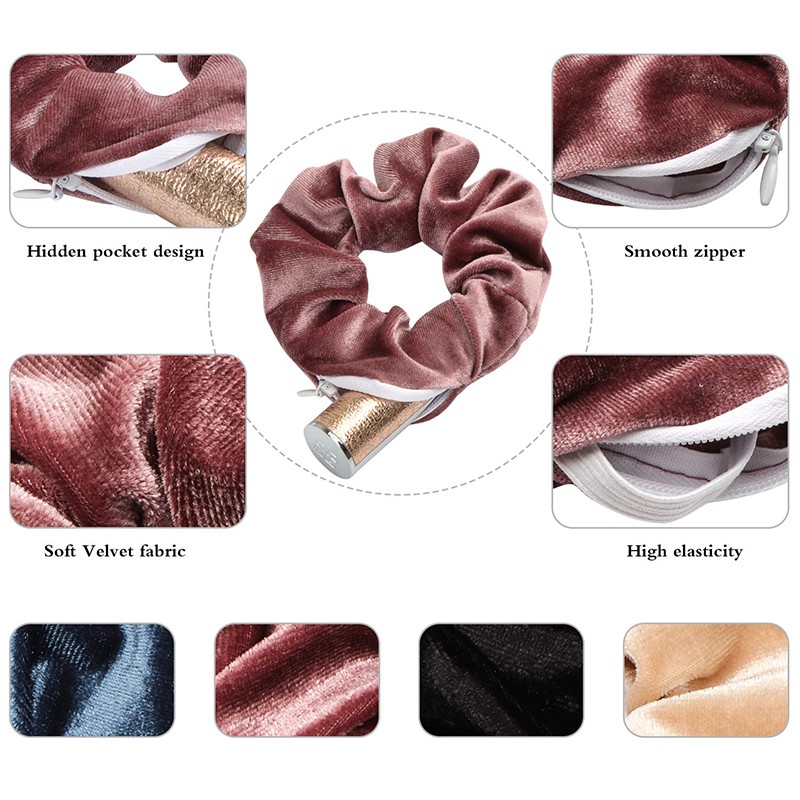 Hair Scrunchies With Zipper Pocket 2