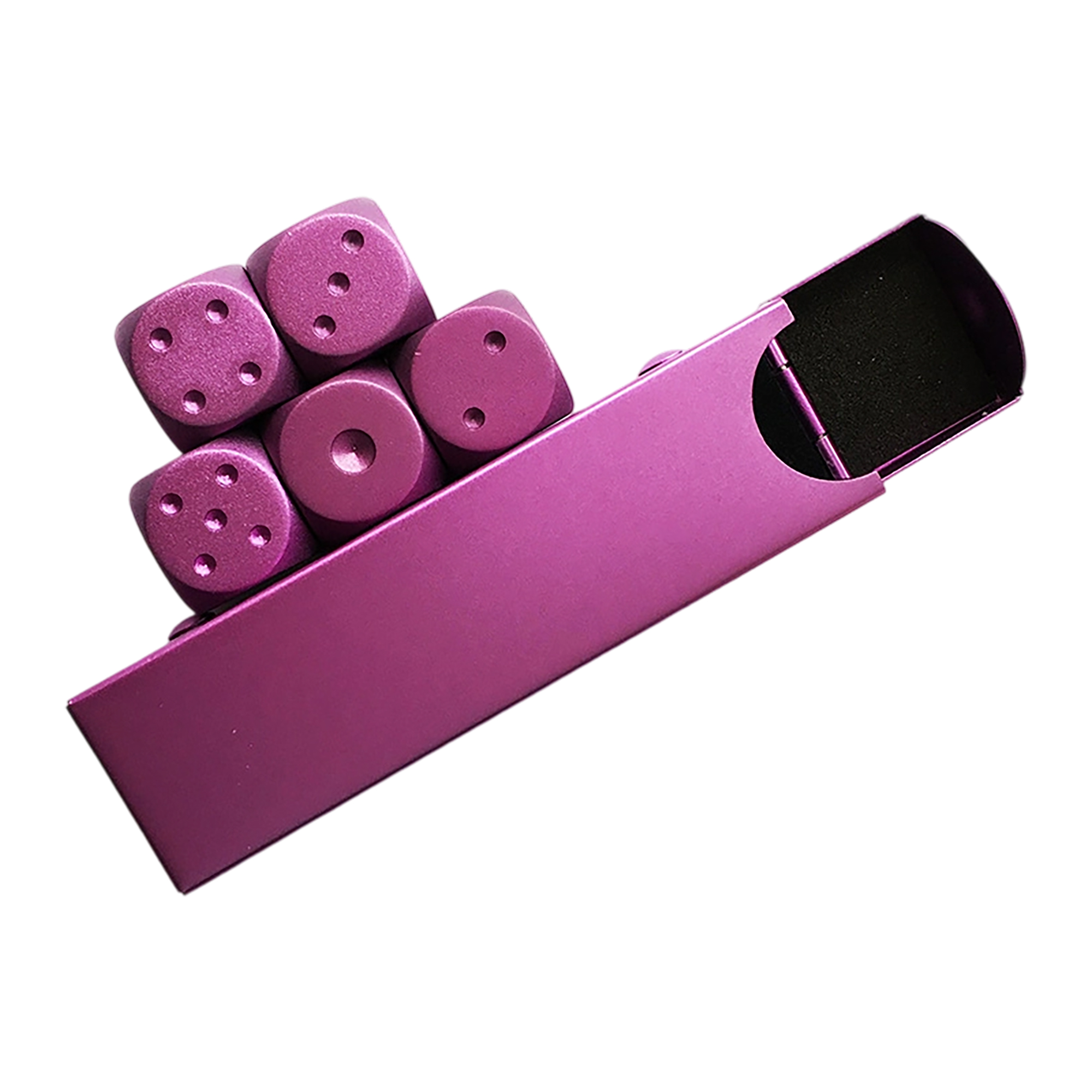 Aluminum Alloy Gaming Dice Set With Metal Case Five Piece 7