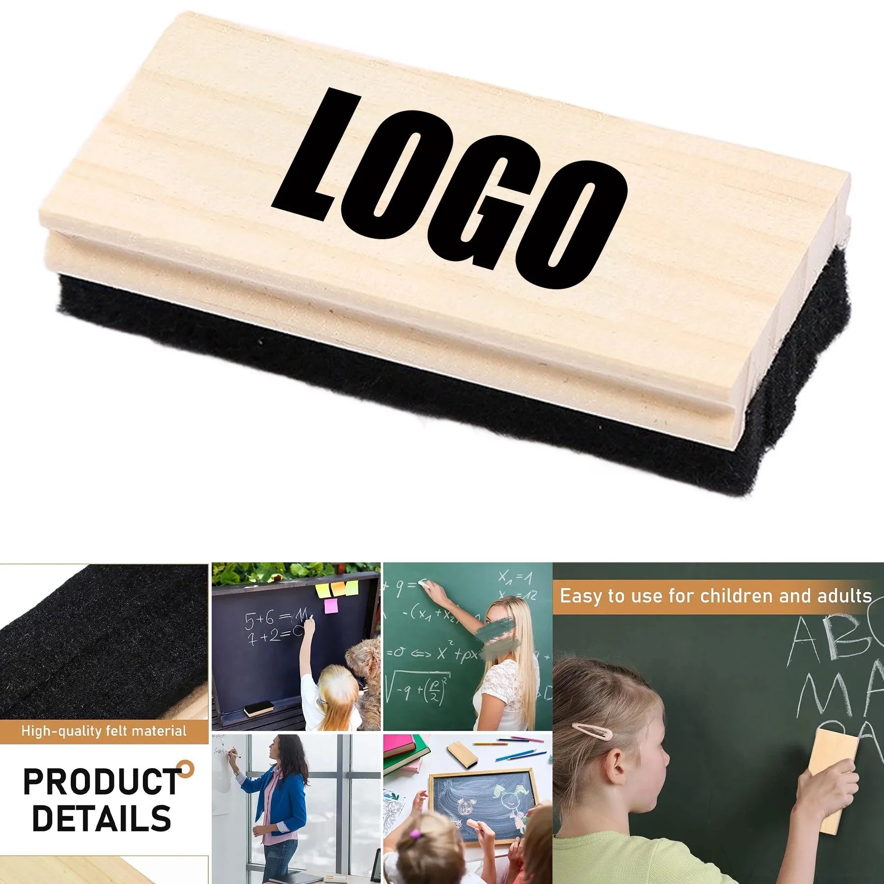 Chalkboard Eraser Wood White Board Cleaner 4