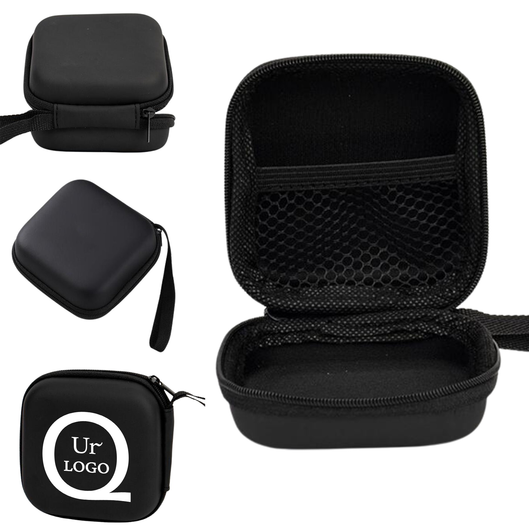 Square Zipper-Lock Earphone Storage Case