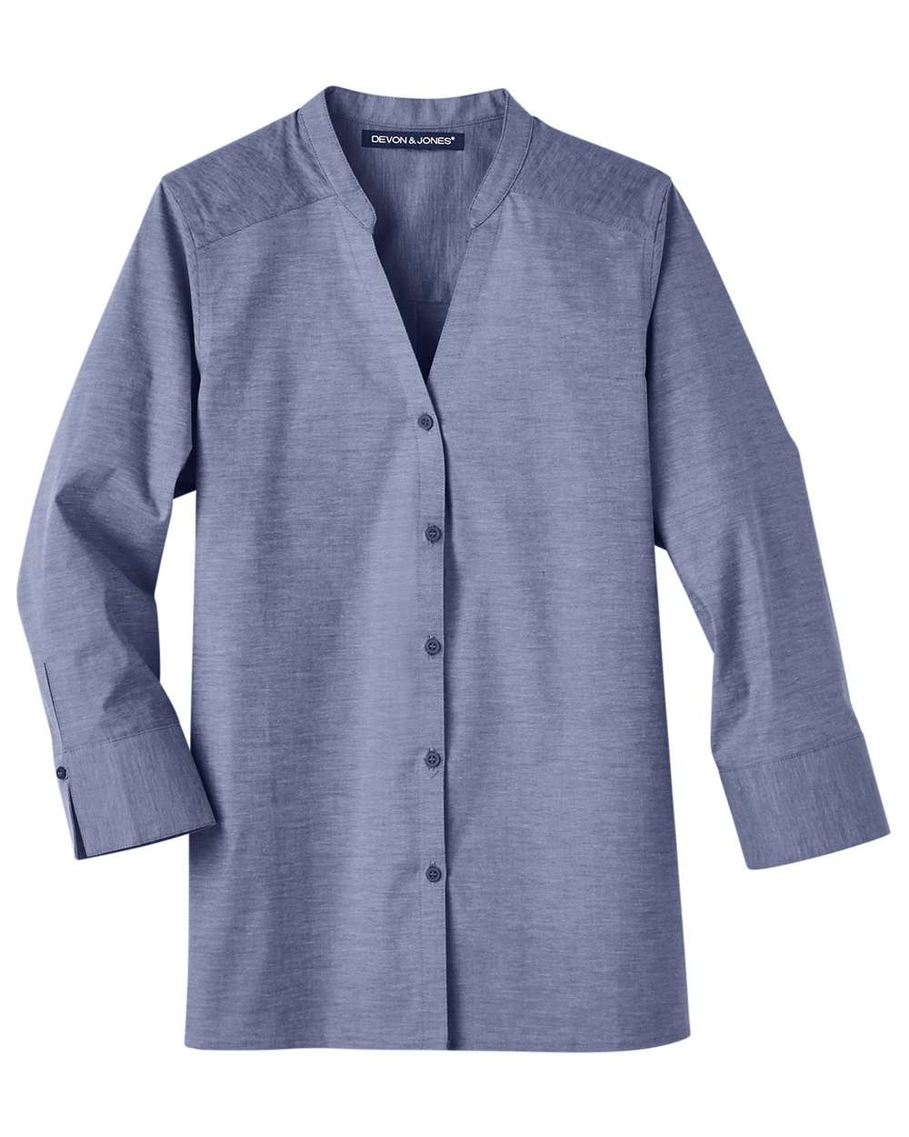 Women's Crown Collection® Stretch Pinpoint Chambra Three-Quarter Sleeve Shirt - DG562W 17