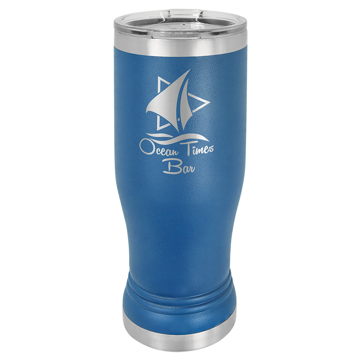 Royal Blue 14 oz. Polar Camel Pilsner with Clear Lid 3