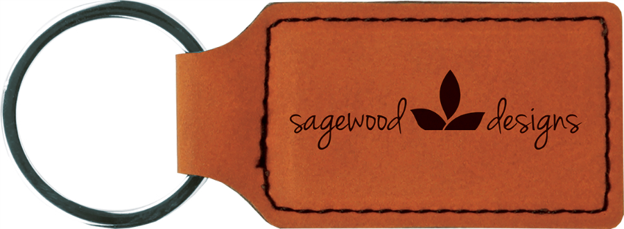 2 3/4" x 1 1/4" Rawhide Leatherette Rectangle Keychain 2