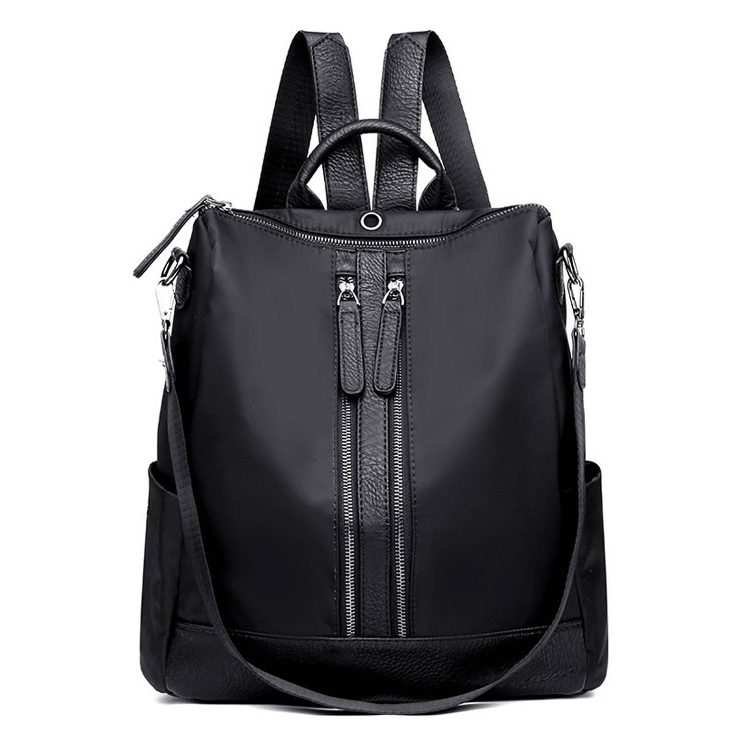 Nylon double zipper college backpack 3