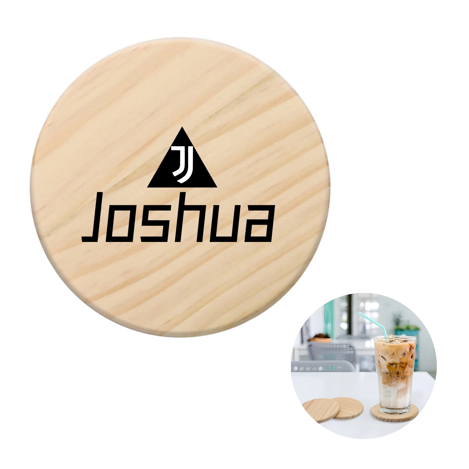 Round Beech Wooden Cup Coasters 2