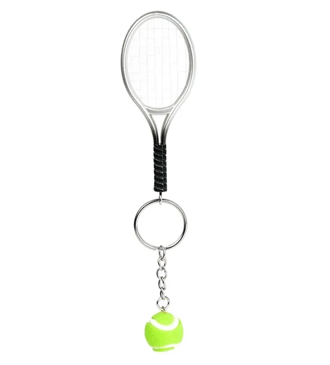 Simulated mini tennis racket keychain 1