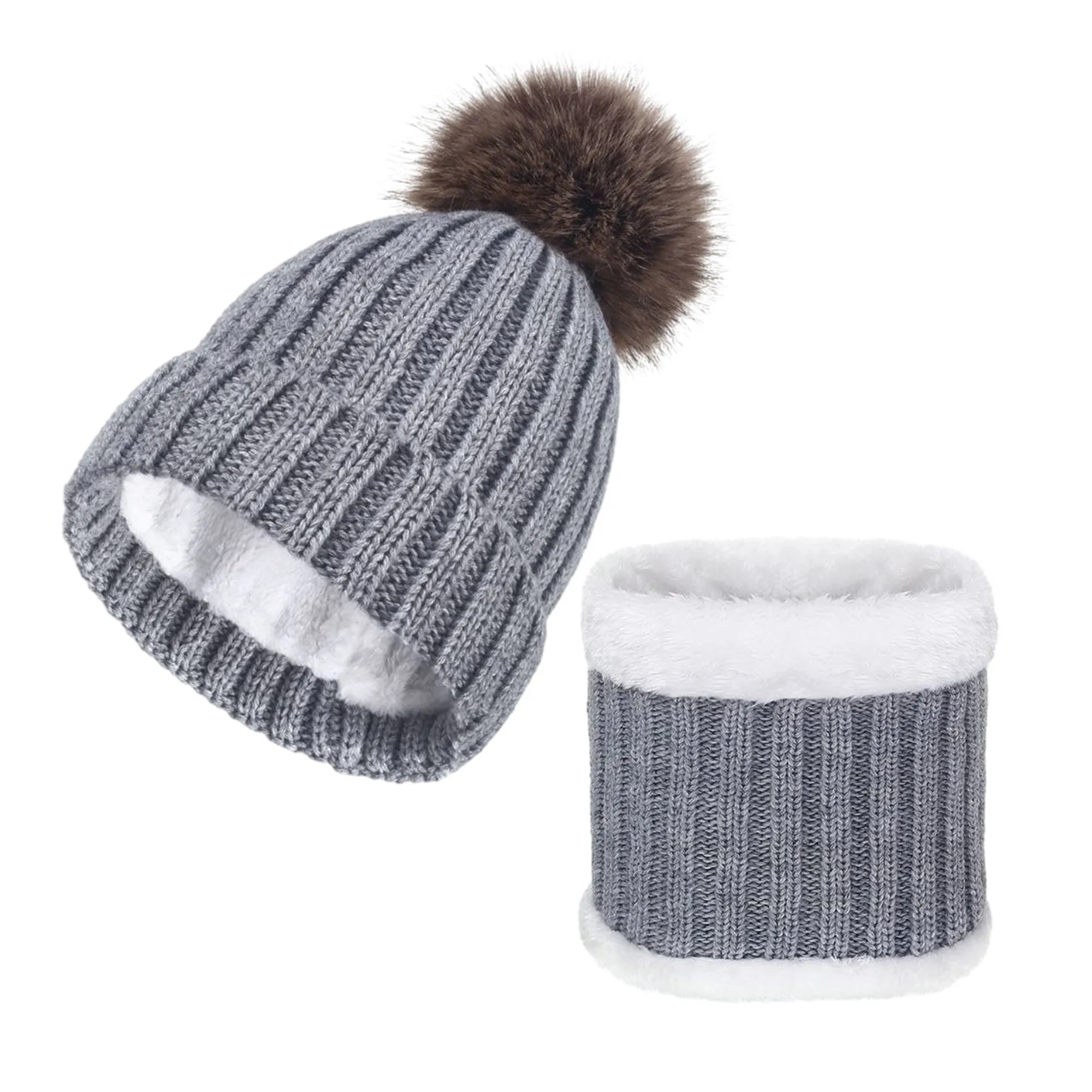 Thickened Hairball Hats and Scarves MOQ 100 3