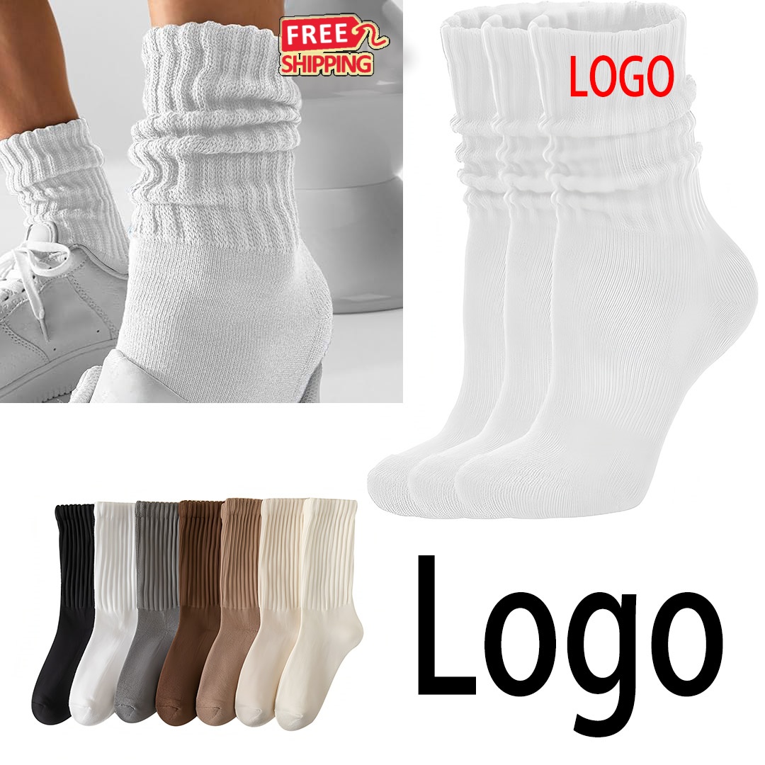 Cotton Slouch Crew Socks Ribbed Style 3