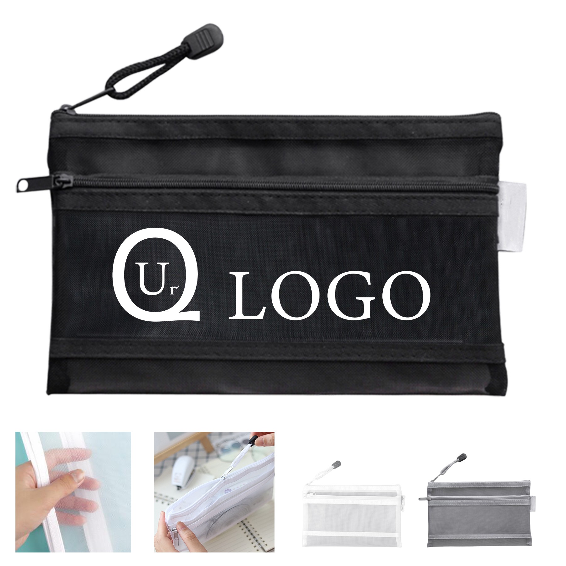 Zipper Opening Mesh Pencil Pouch