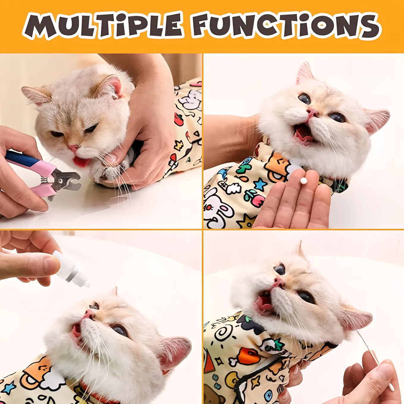 Soft Cat Grooming Wrap for Nail Trimming Vet Visits Anti Scratch Durable Microfiber 1