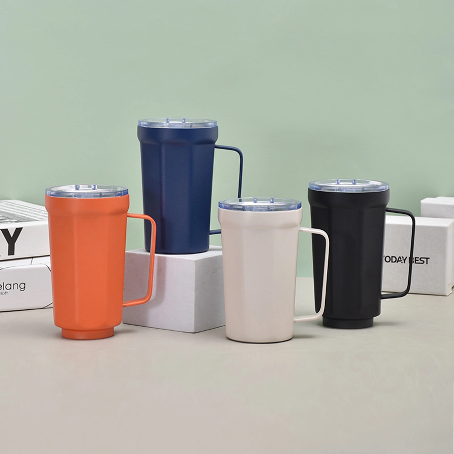 14 Oz. Double Walled Stainless Steel Coffee Mug with Handle 11