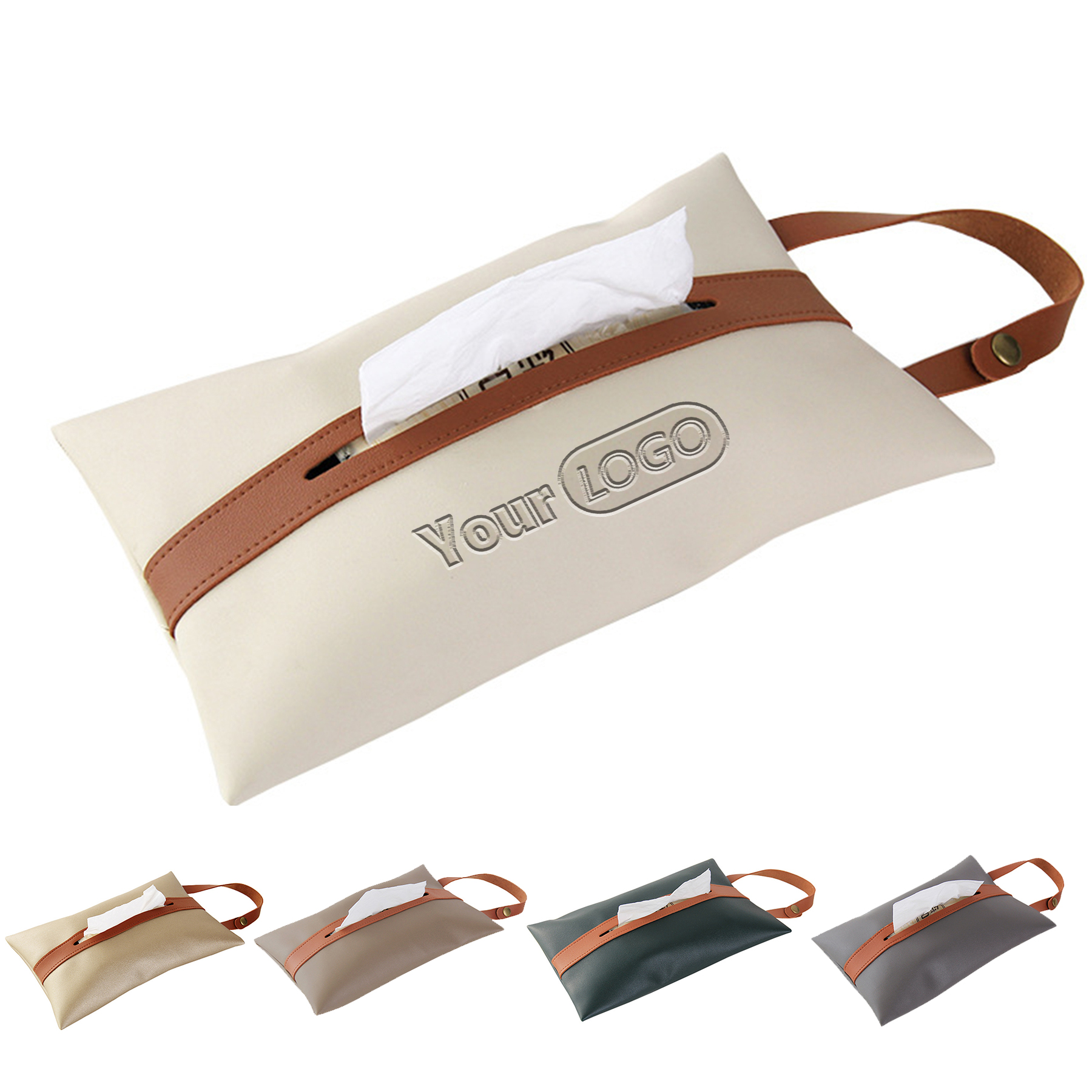 PU Leather Tissues Box with Hanging Strip 3