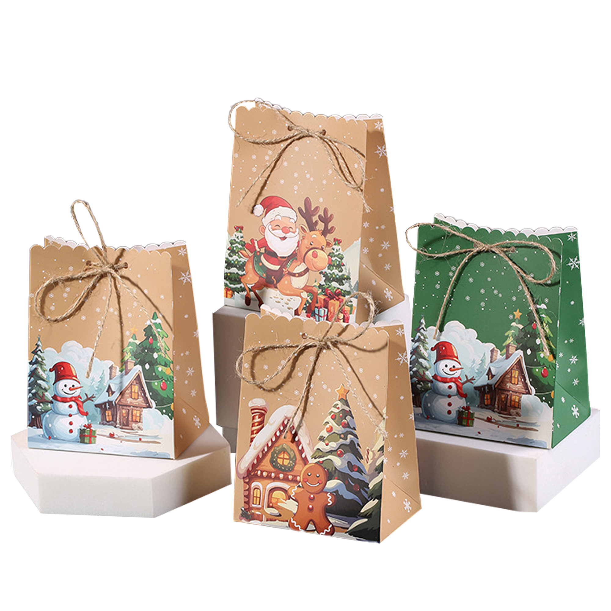 Recyclable Christmas Kraft Gift Bags 2