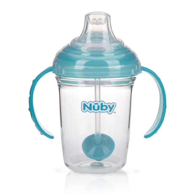 Nuby 2-Handle 360 Grip N' Sip Cups - Aqua 8 oz 2