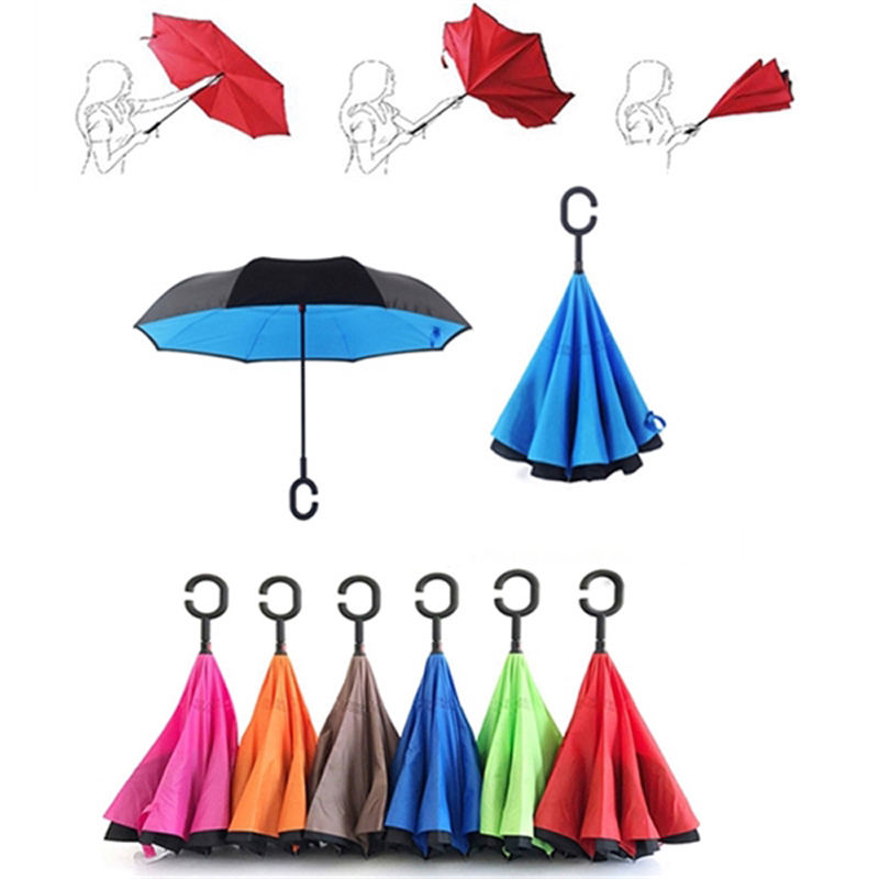 Windproof Upside Down Reversed Two Layer Umbrella 1