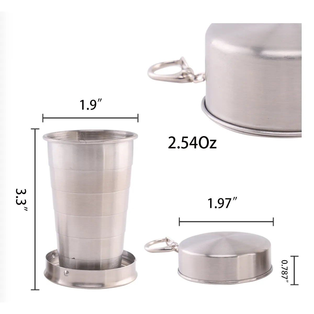 Steel Travel Telescopic Collapsible Shot Glass Pocket Cup 4