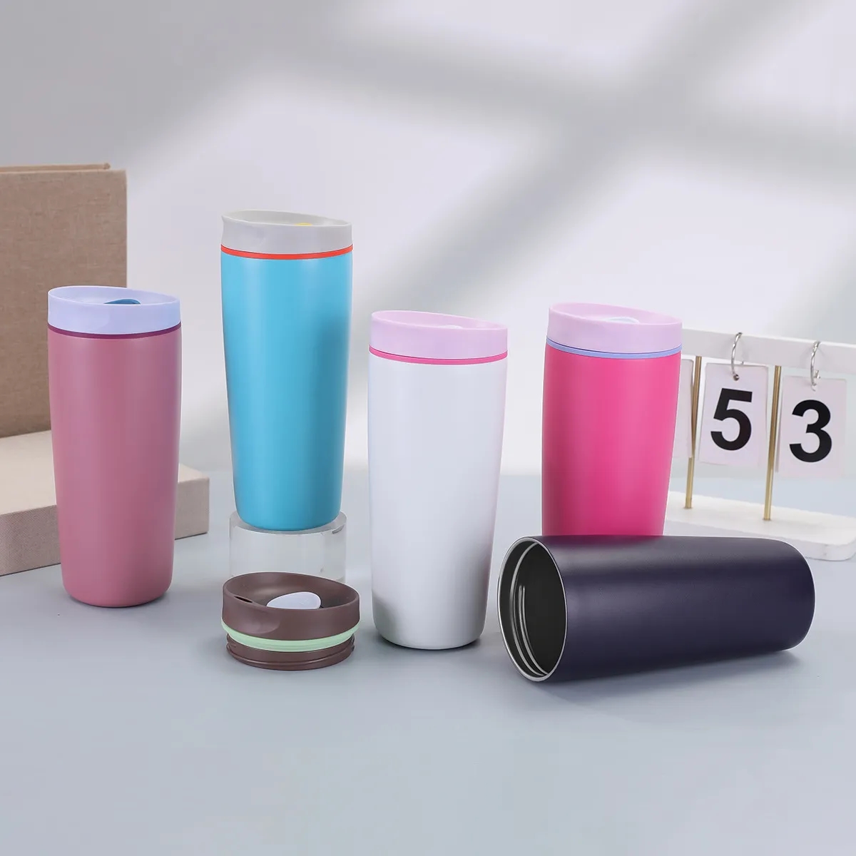 20 Oz. Double Wall Stainless Steel Vacuum Bounce Lid Tumbler 6