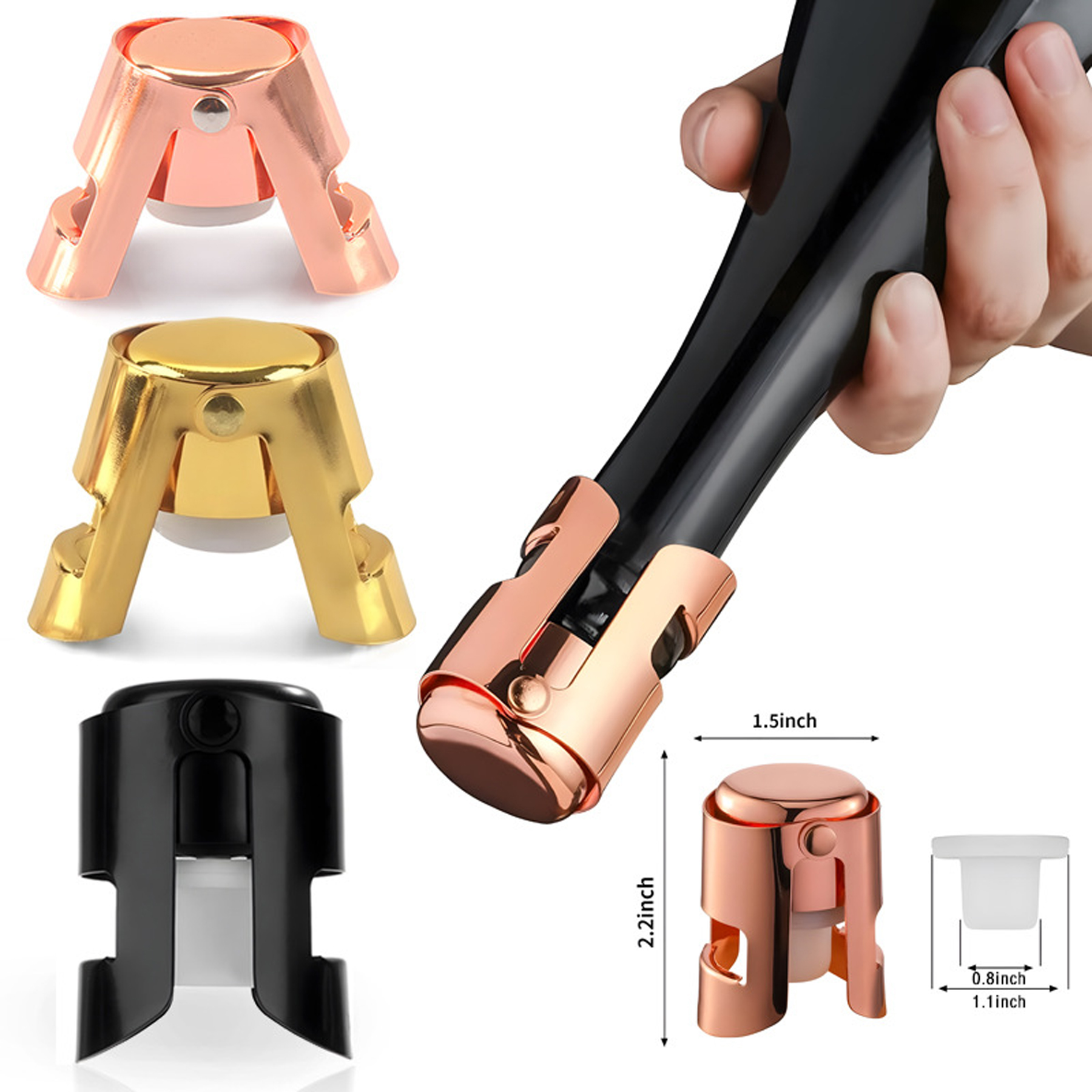 Champagne Bottle Stopper Stainless Steel, custom kitchen gadget with logo imprint 2
