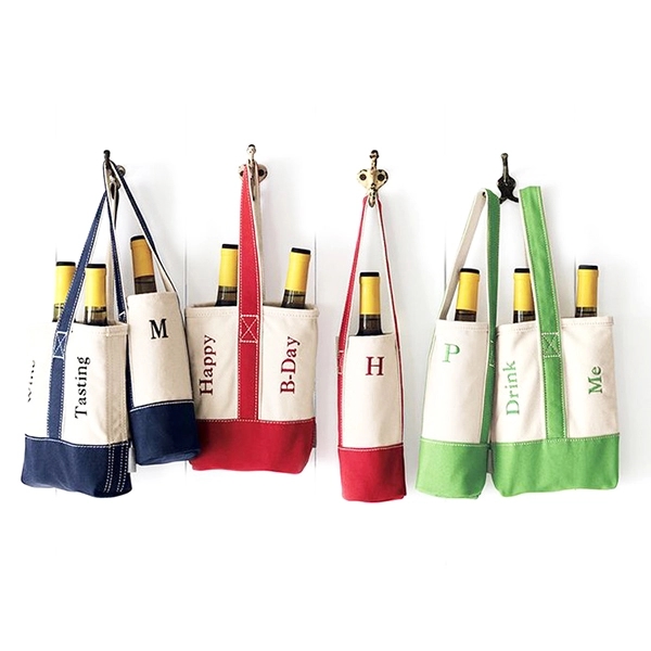 Printed Deux Wine Bottle Tote Bags, custom tote bag with logo imprint 3