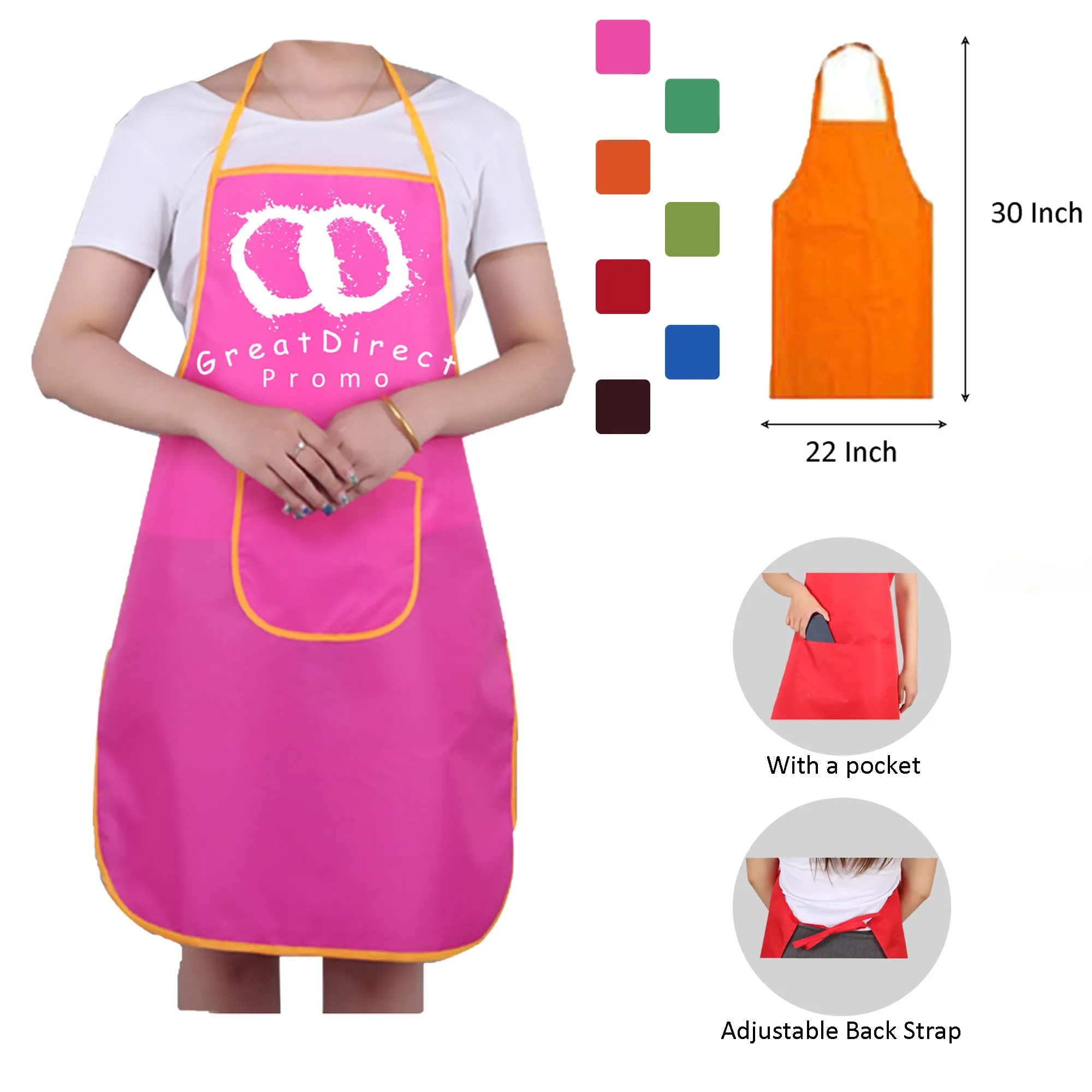 Polyester Double-pocket Uniform Bib Apron 29.5""L x 26""W 5