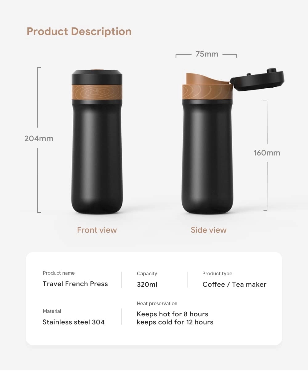Portable French Press Coffee Maker 6