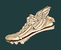 Winged Track Shoe Metal Chenille Letter Insignia Pin 2