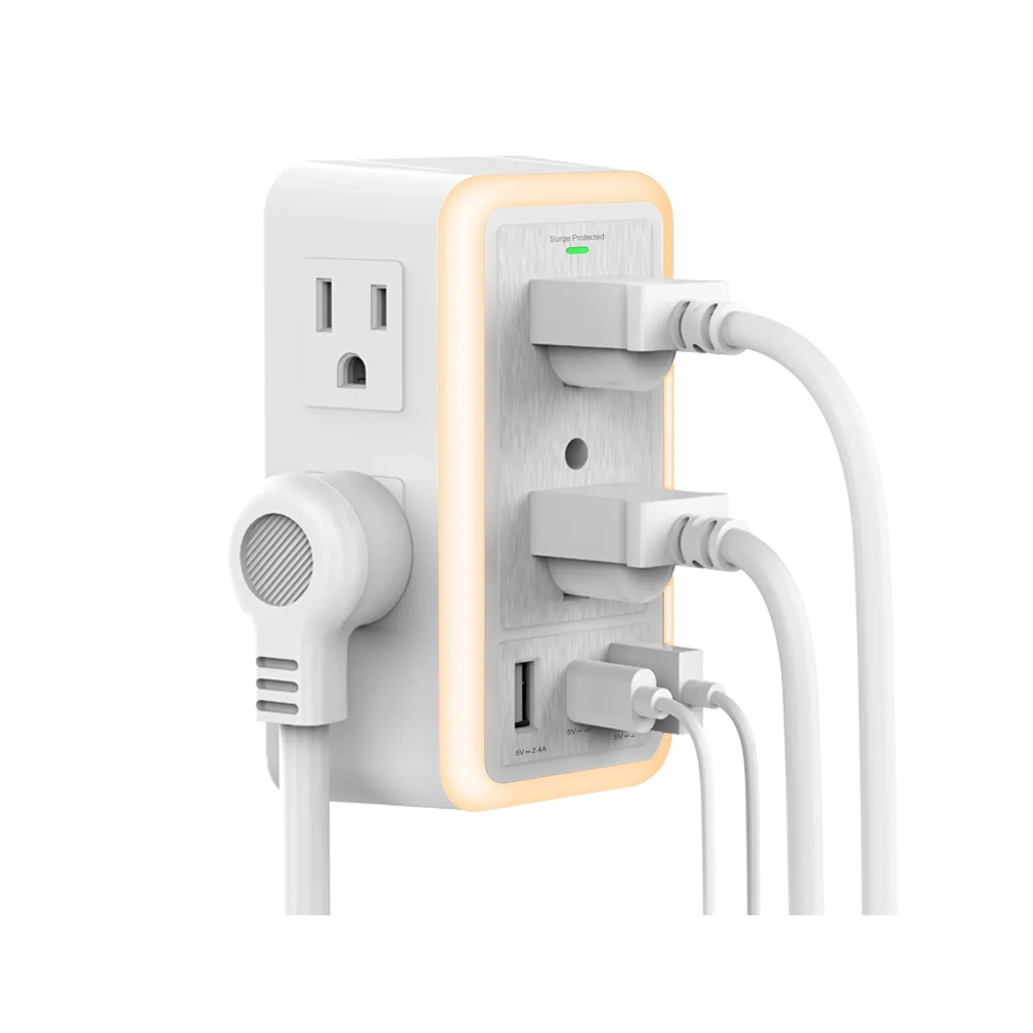 Multi Plug Outlet with 6-Outlet 2 USB Port And Night Light 3