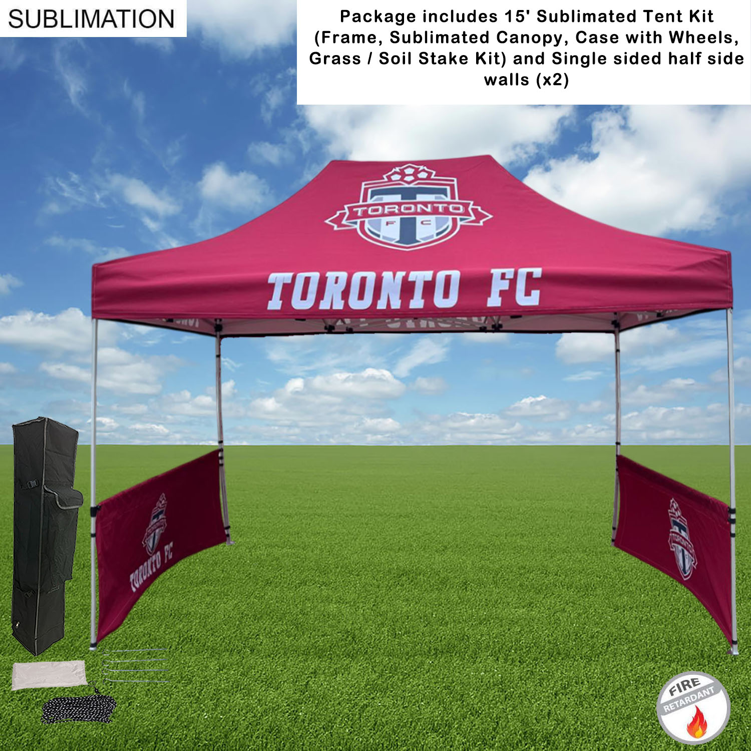 Tent Sidewalls Package,15' Sublimated Tent Kit and 2 Half single sided sidewalls 23