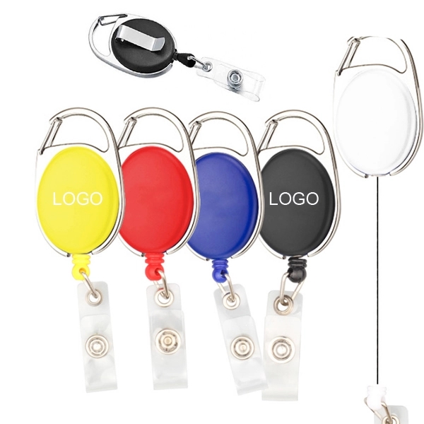 RETRACTABLE BADGE HOLDER WITH CARABINER CLIP 2