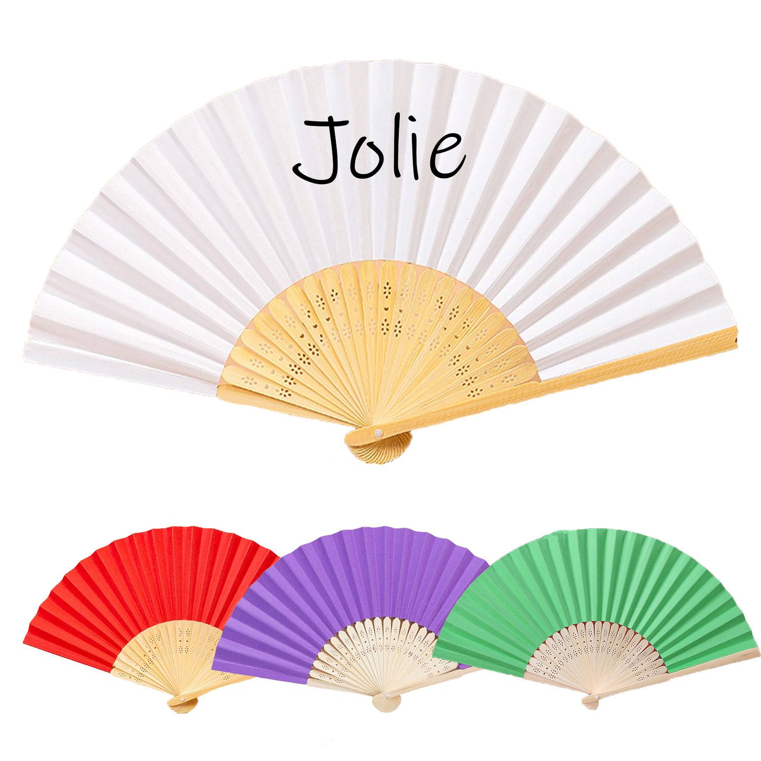 Multicolor Bamboo Folding Paper Fan 2