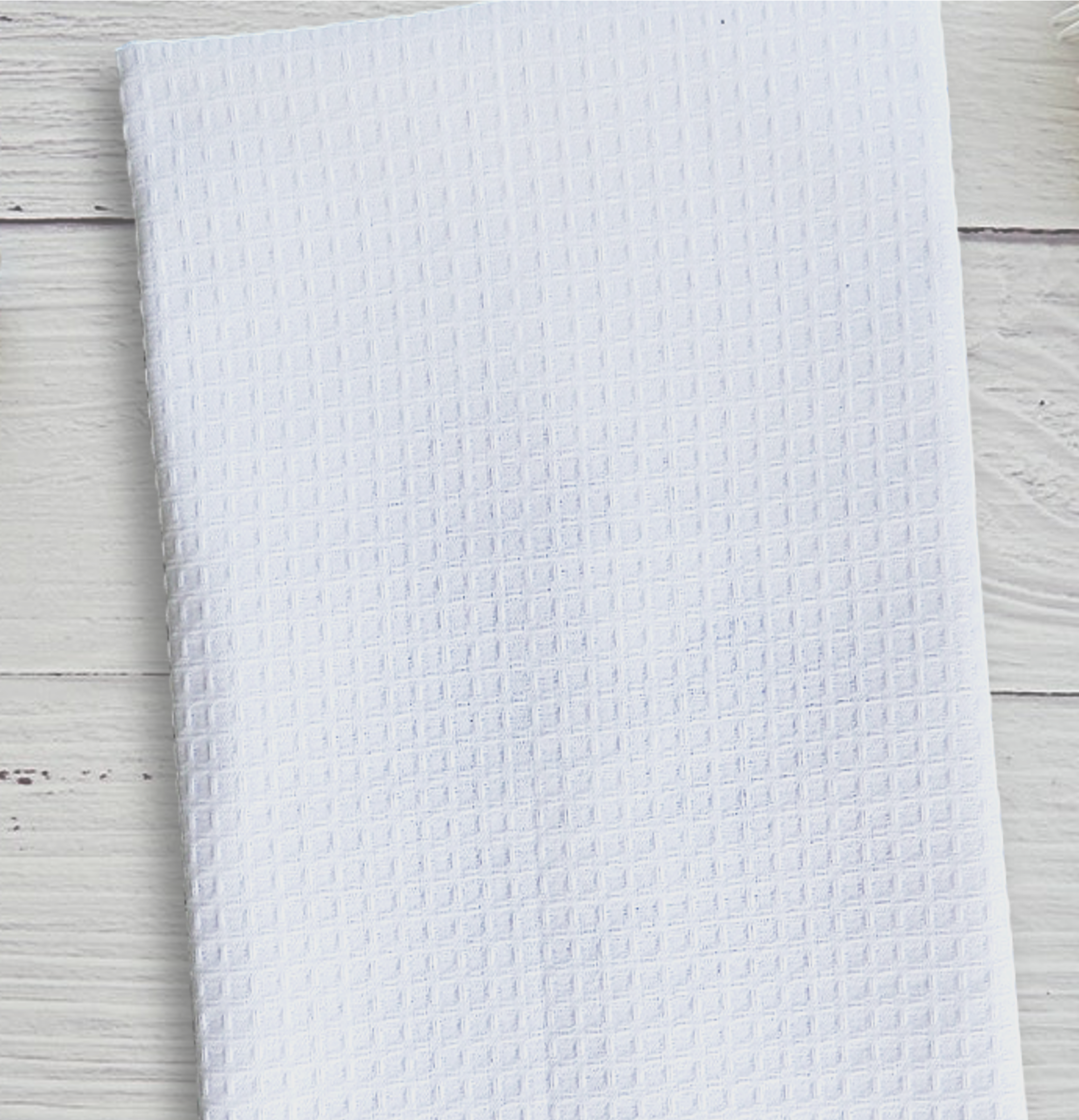 White Waffle Weave Kitchen Towel with Custom Print 3