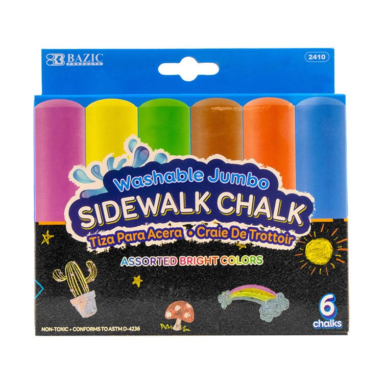 Jumbo Sidewalk Chalk - 6 Colors Washable 2