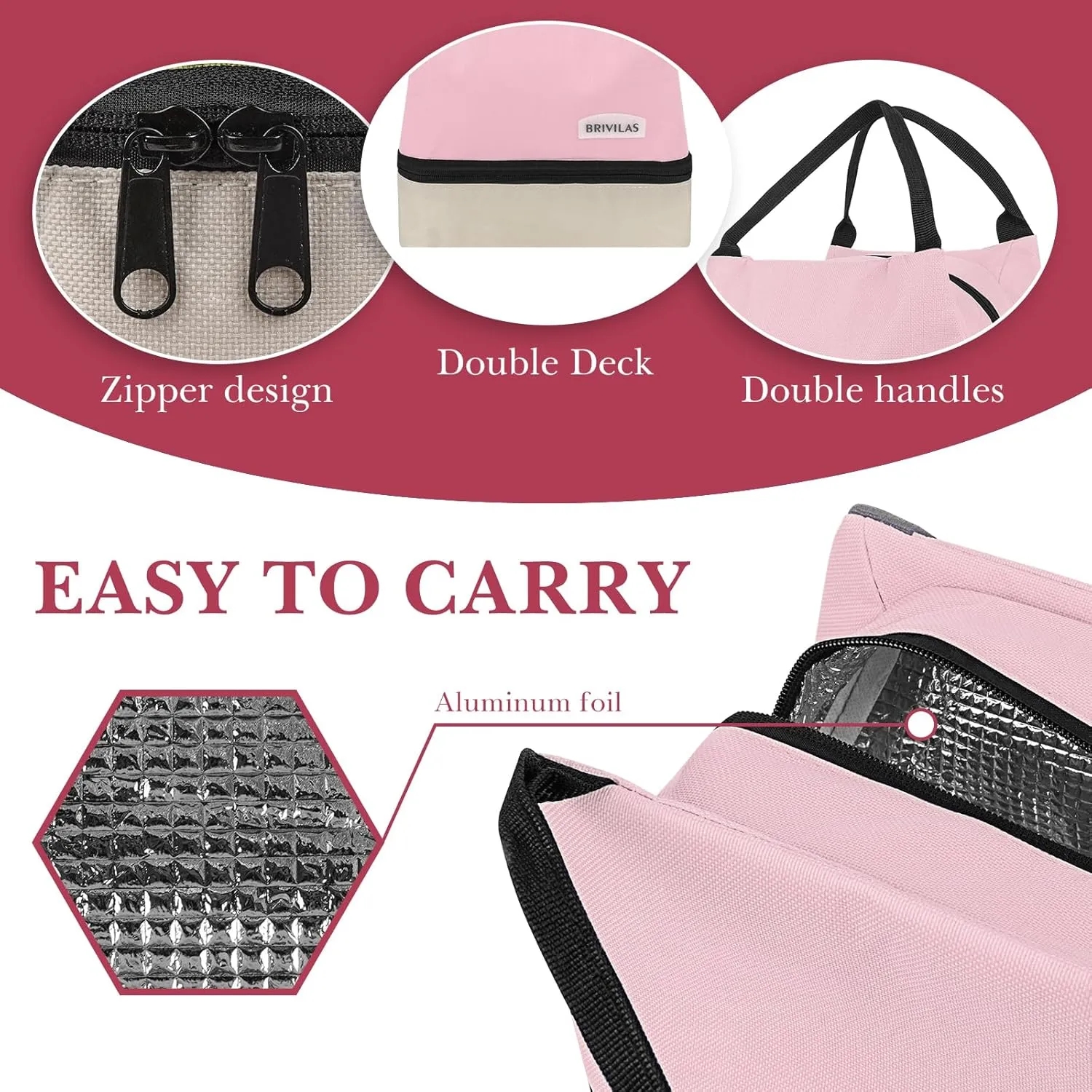Two Tone Dual Layer Oxford Insulated Lunch Bag 5