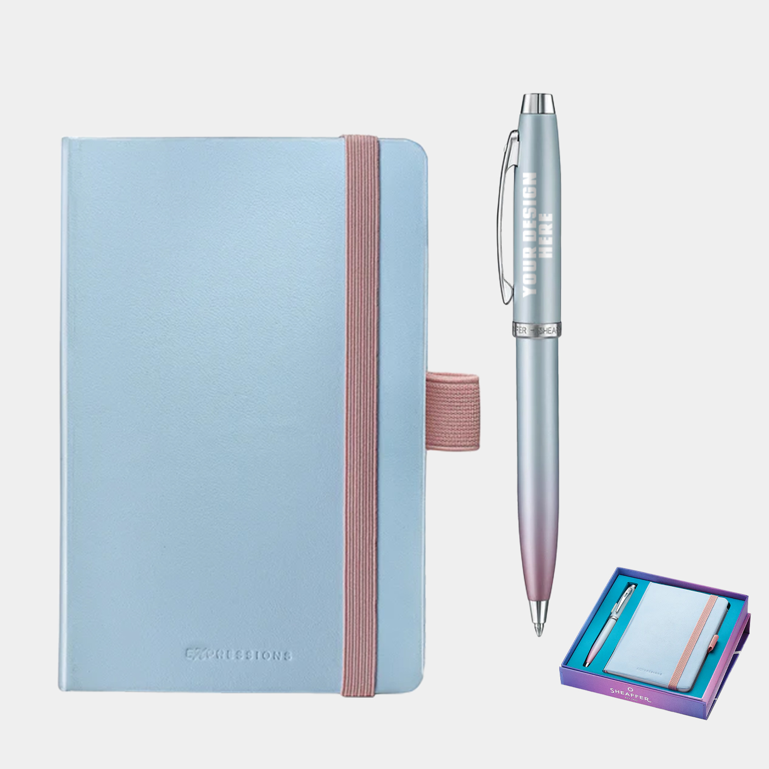 SHEAFFER® Executive Gift Set 100 9376 Blue and Pink Pearlised Gradient Ballpoint Pen with Small Notebook 2