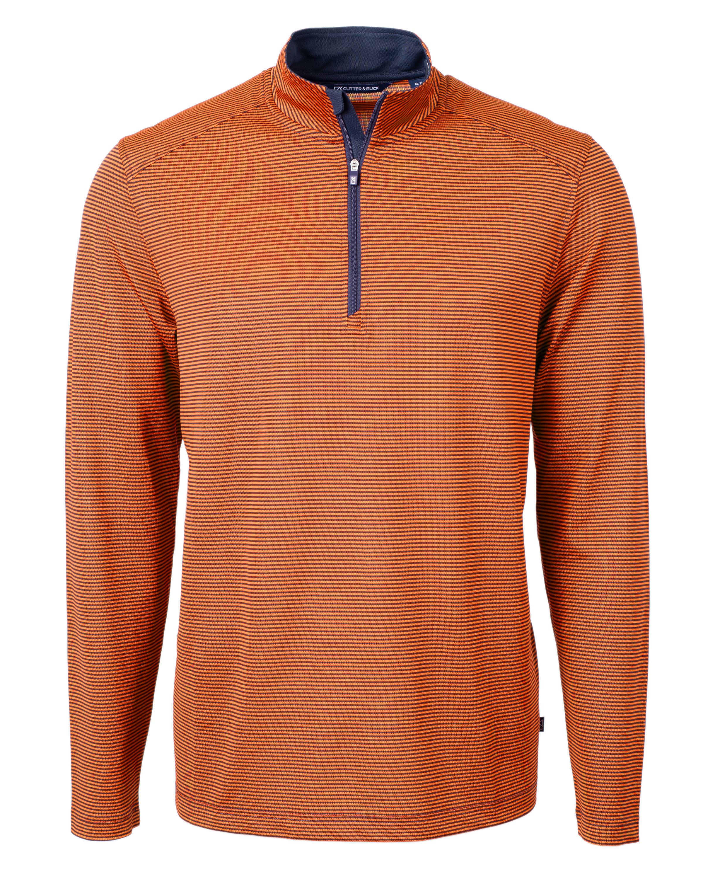 Cutter & Buck Virtue Recycled Micro Stripe Featherlight Pique Mens Quarter Zip Pullover 14