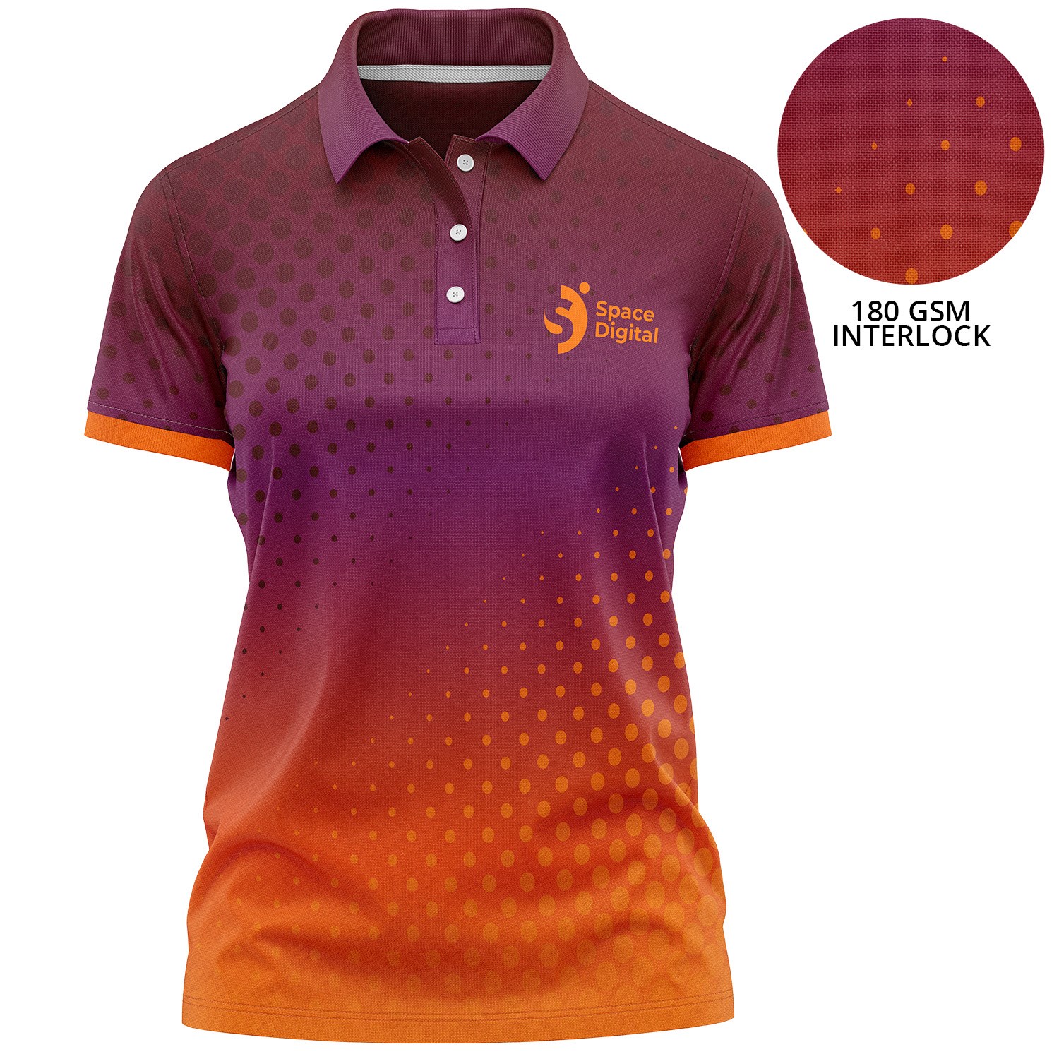 Women's 180 GSM Poly Interlock Sublimation Polo Shirts 3