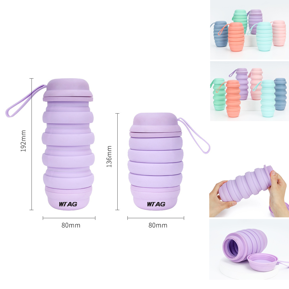 Silicone Folding Water Bottle with Handle - 18.5 Oz. 7