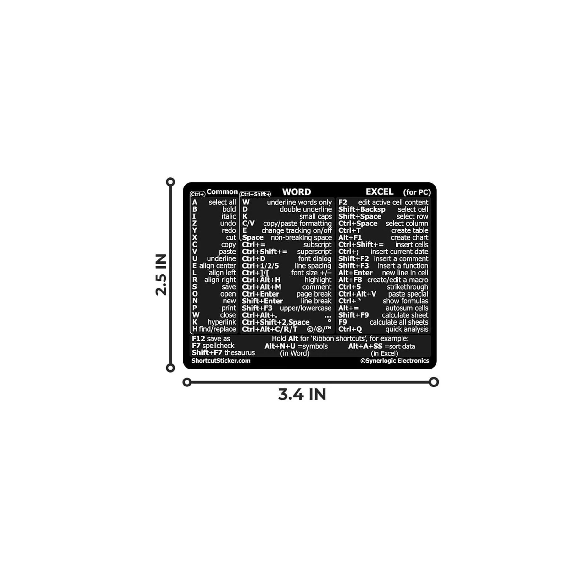 2 PCS Reference Guide Keyboard Shortcut Sticker 5