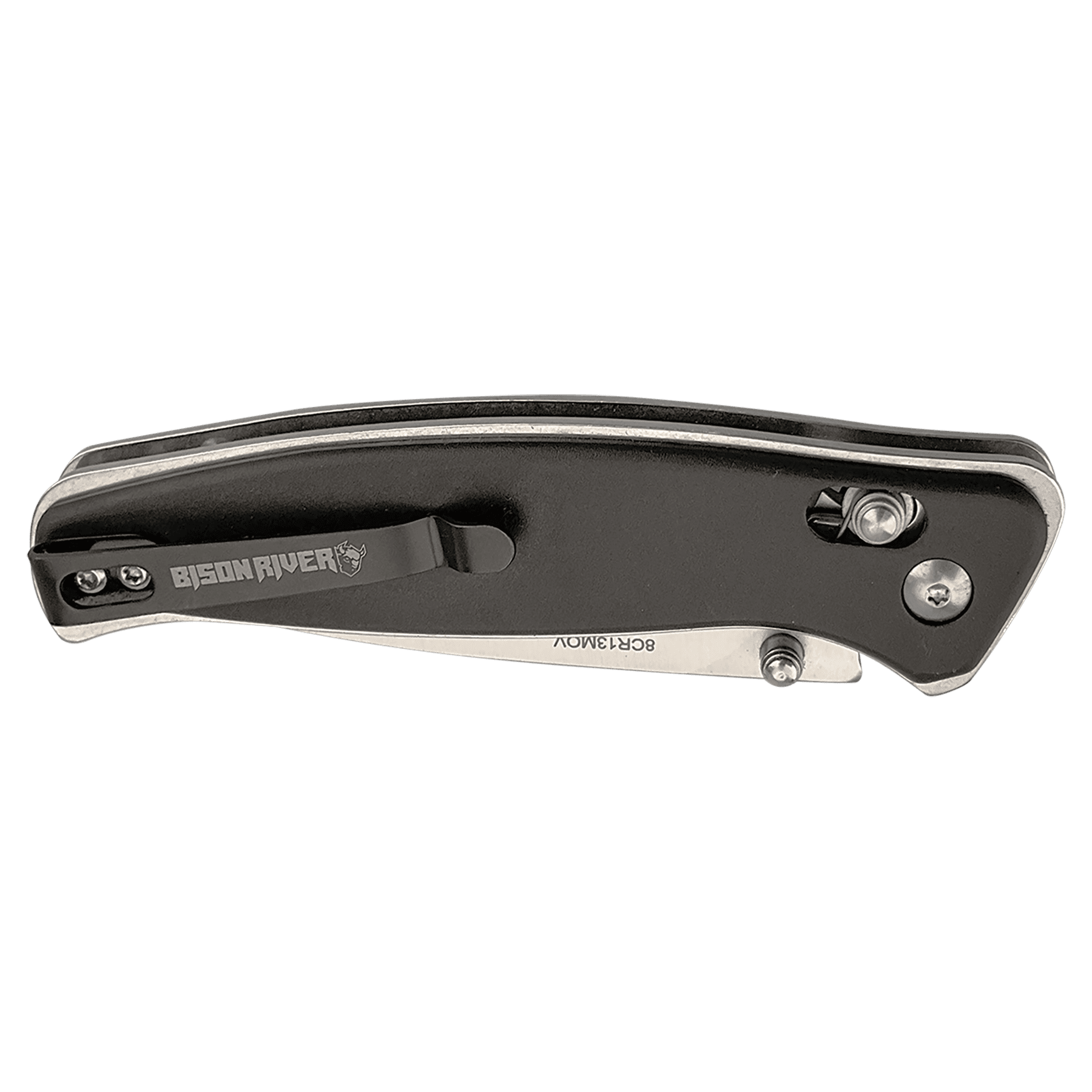 Bison River 4.5" Black Button Lock Knife 5