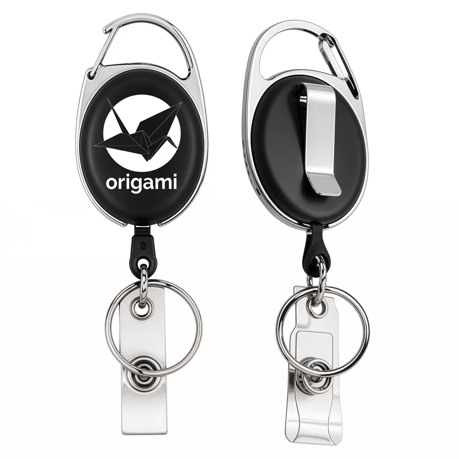 Solid Black and Steel Reel Keychain 10