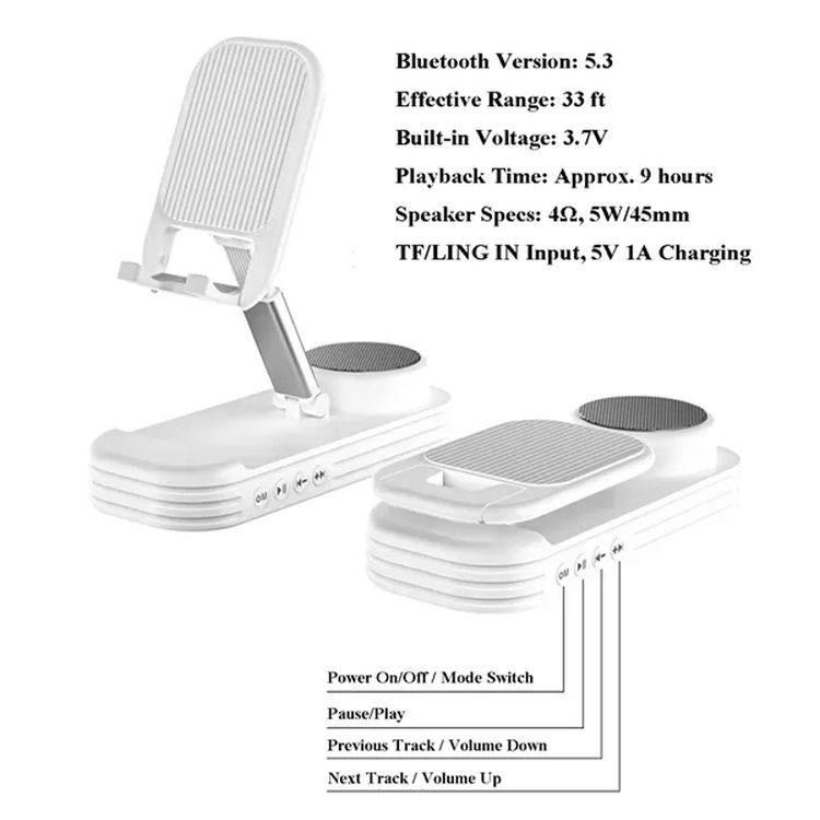 Foldable Bluetooth Speaker with Phone Stand 3