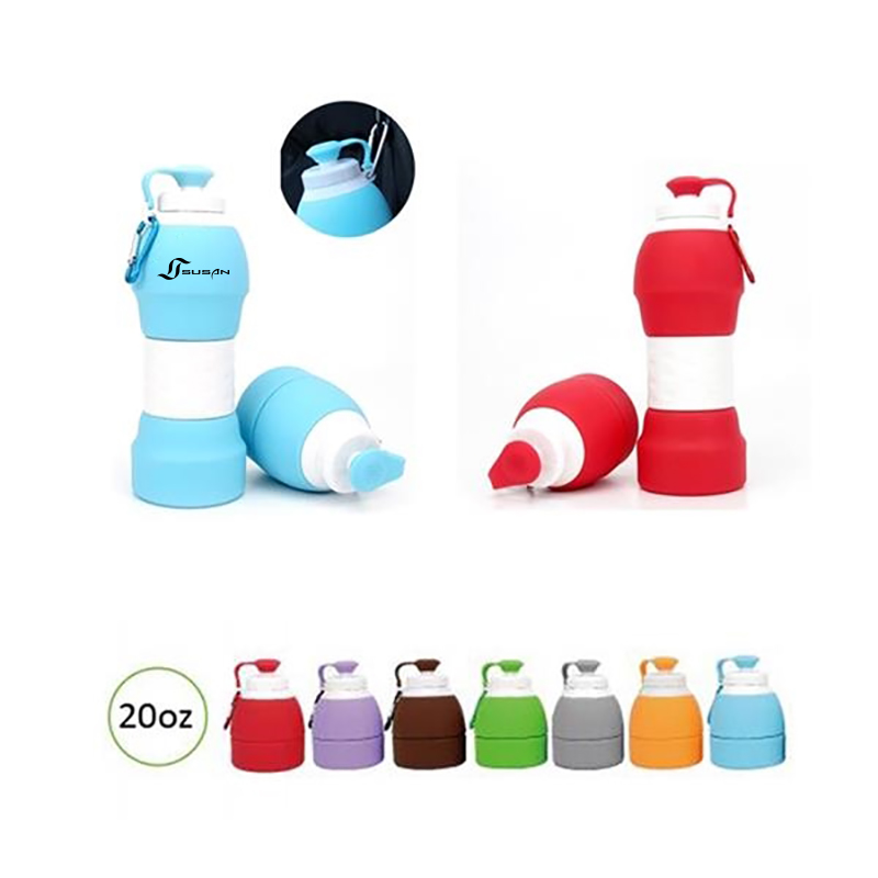 20oz Food Grade Silicone Folding Water Bottle 6