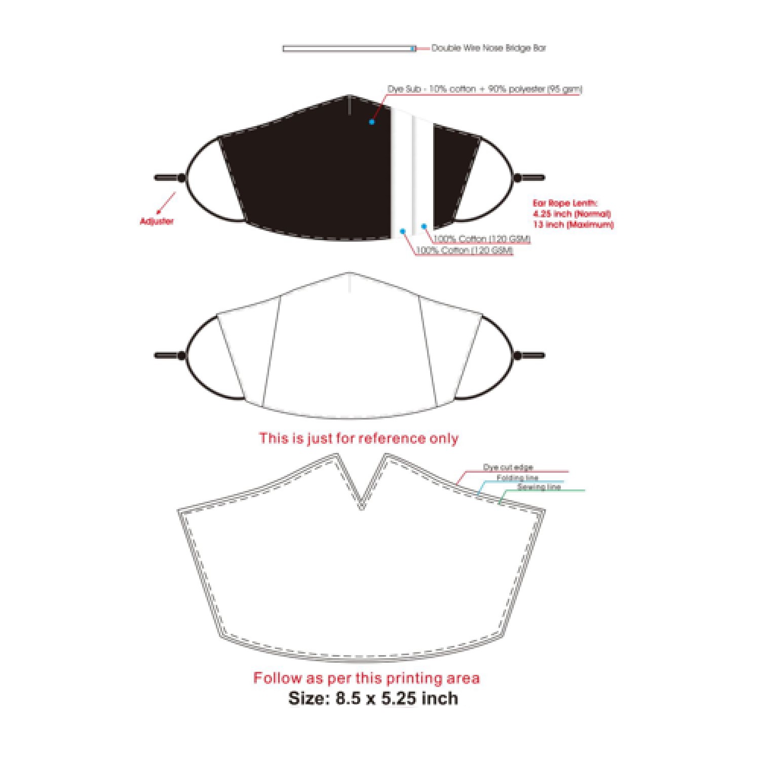 3-Ply Reusable Face Mask w/Adjustable Ear Loops 2