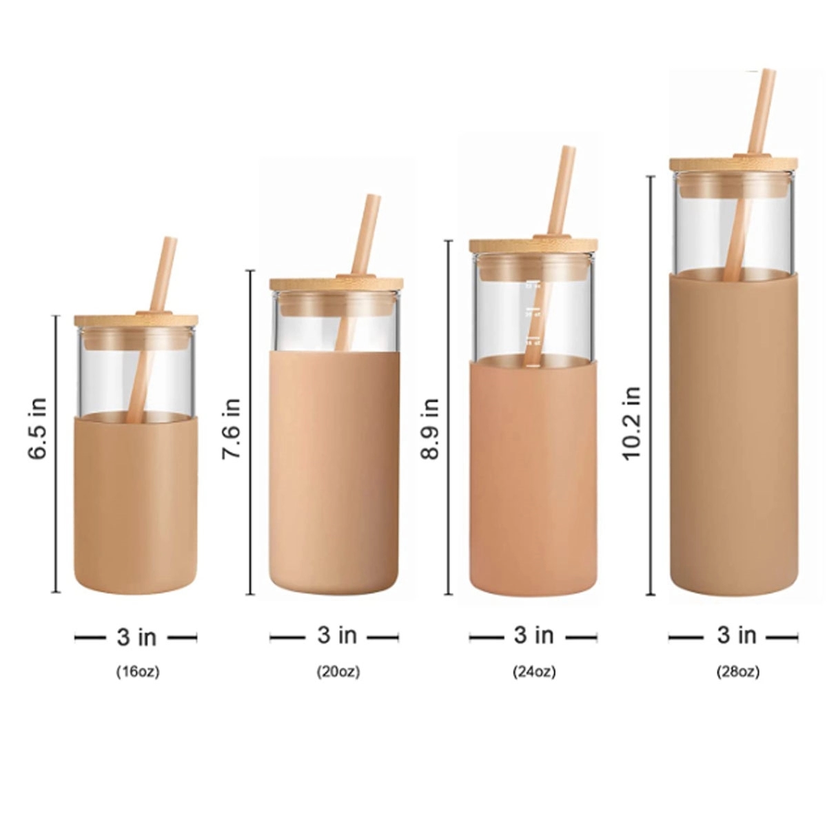 20Oz Custom Logo Glass Cup With Silicone Sleeve And Straw 3