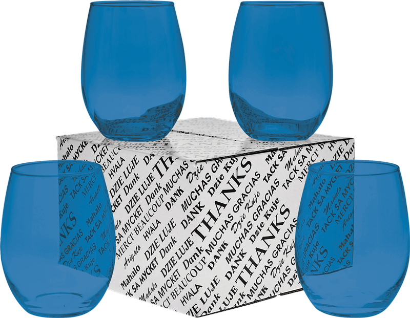 15 oz. Stemless Wine Glass Thank You Set 6
