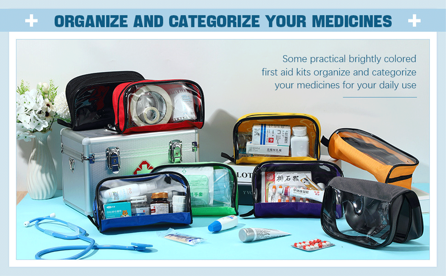 Transparent Travel First Aid Medical Kit Accessory Pouches 10